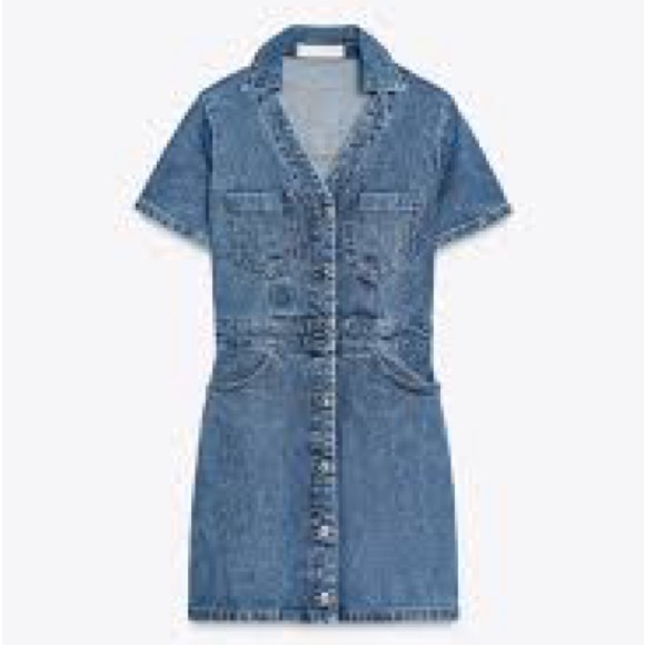 ZARA Z1975 MINI DENIM SHORT SLEEVE DRESS | NWT L - Picture 14 of 15